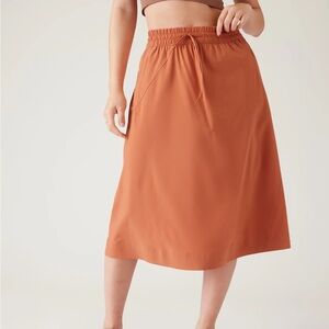 NWT Athleta Arrival Midi Skirt In Orange Size 2